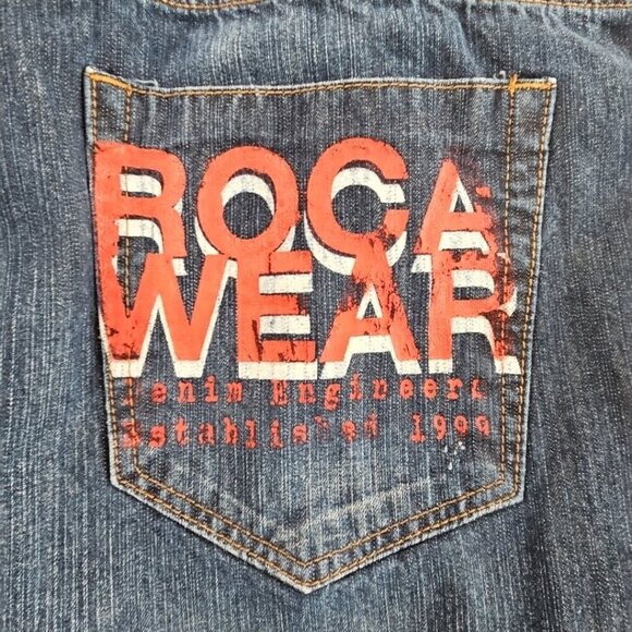 Vintage Y2K Rocawear Jeans Men's 40x34 Med Wash Wide Leg RN# 106830 Logo Pocket - Picture 13 of 16